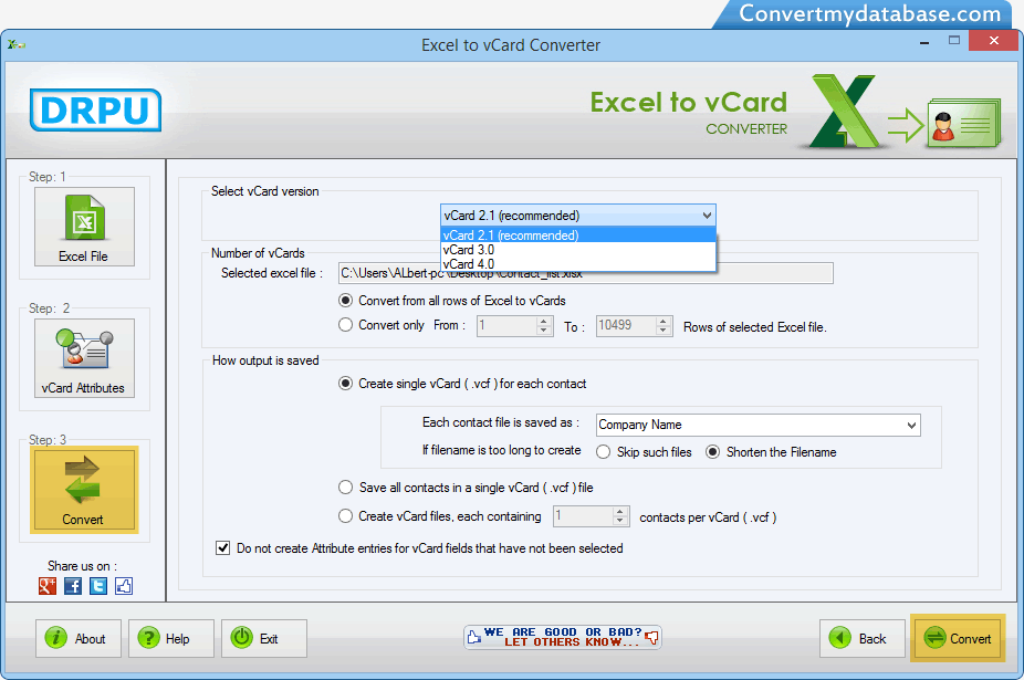 excel to vcf file converter